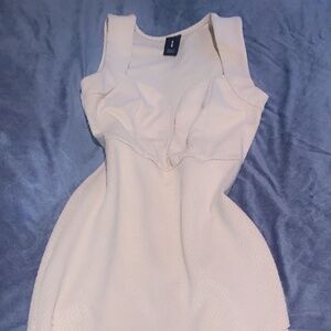 Cream fitted asymmetrical cocktail dress